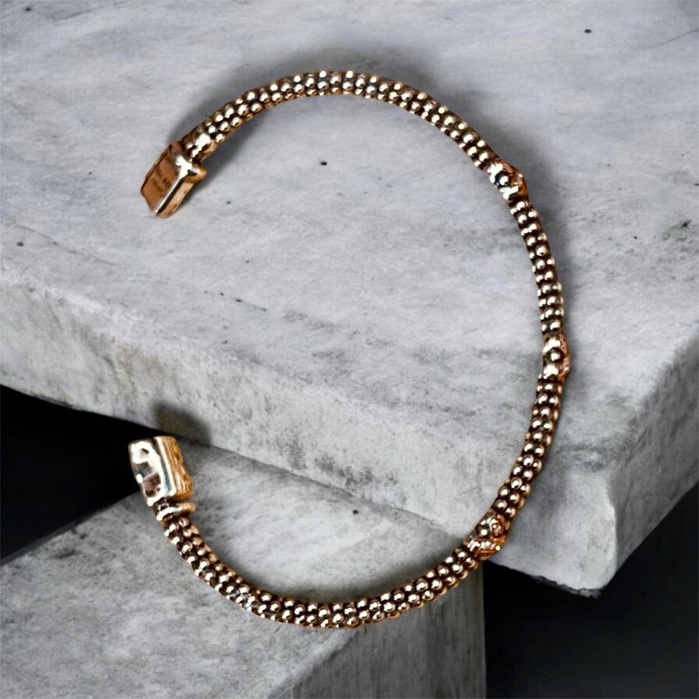 LAGOS Sterling Silver Diamonds & Caviar 3 Station X Bracelet | 7 in | Preowned